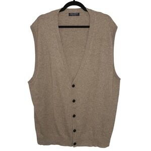 Kallspin 2XL Tall Wool Cashmere Blend‎ Sweater Vest Brown Taupe Classic Preppy